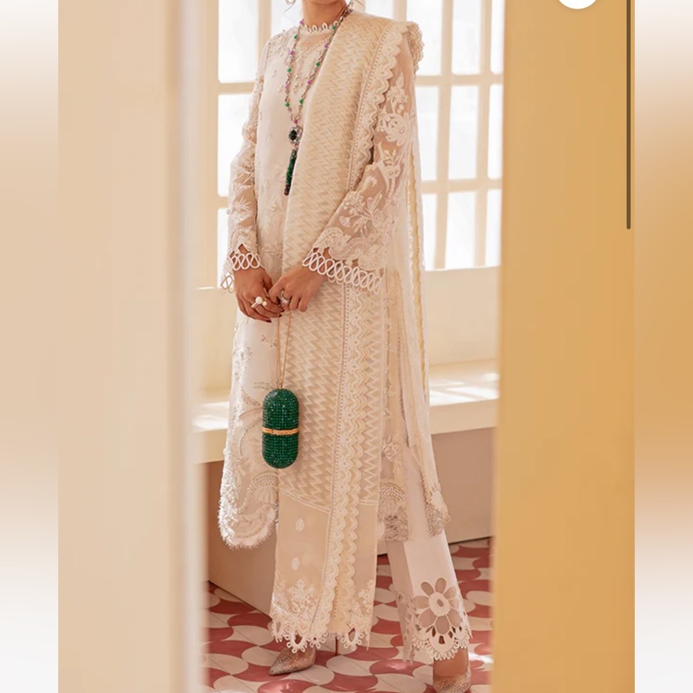 SUFFUSE— IVORY BREEZE Embroidered 2-piece suit